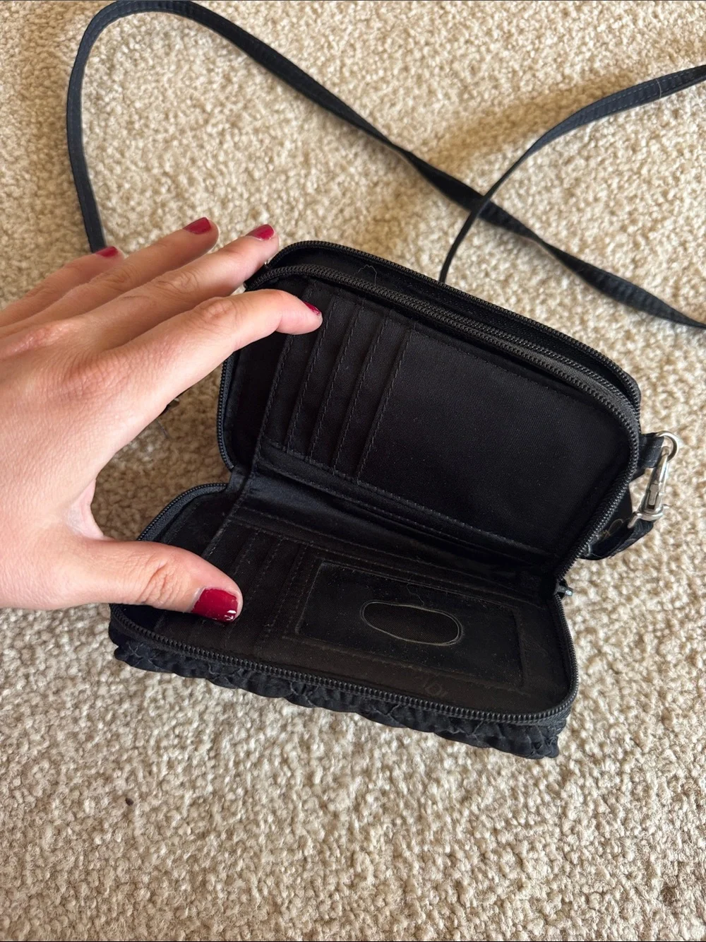Vera Bradley Black Quilted Crossbody Wristlet